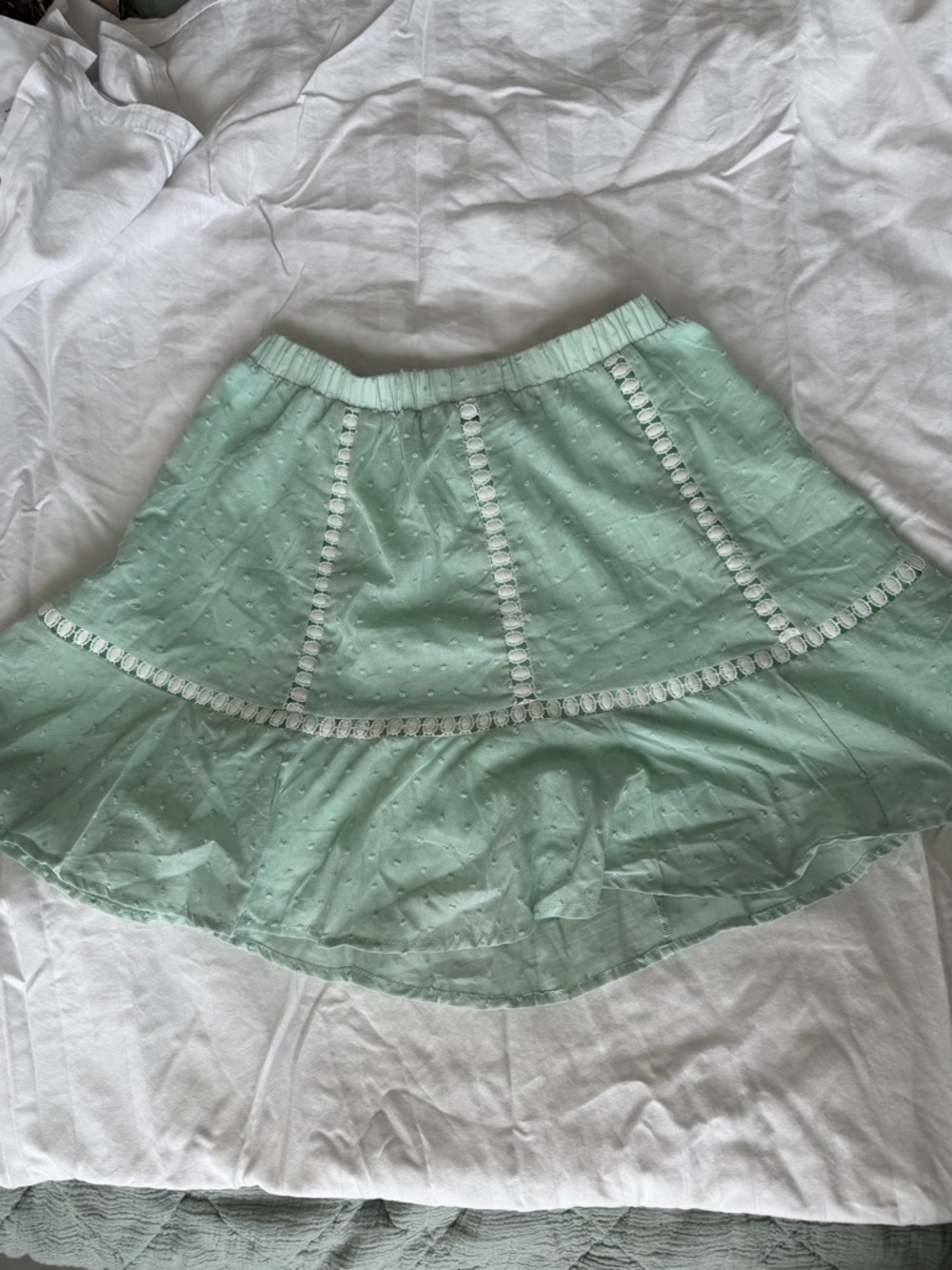 Light Mint Eyelet Tiered Skirt - Women